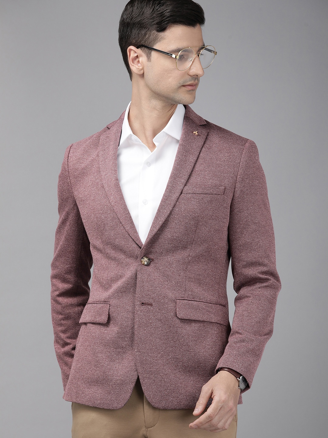 

Arrow Men Pink Self Design Single Breasted Casual Blazer
