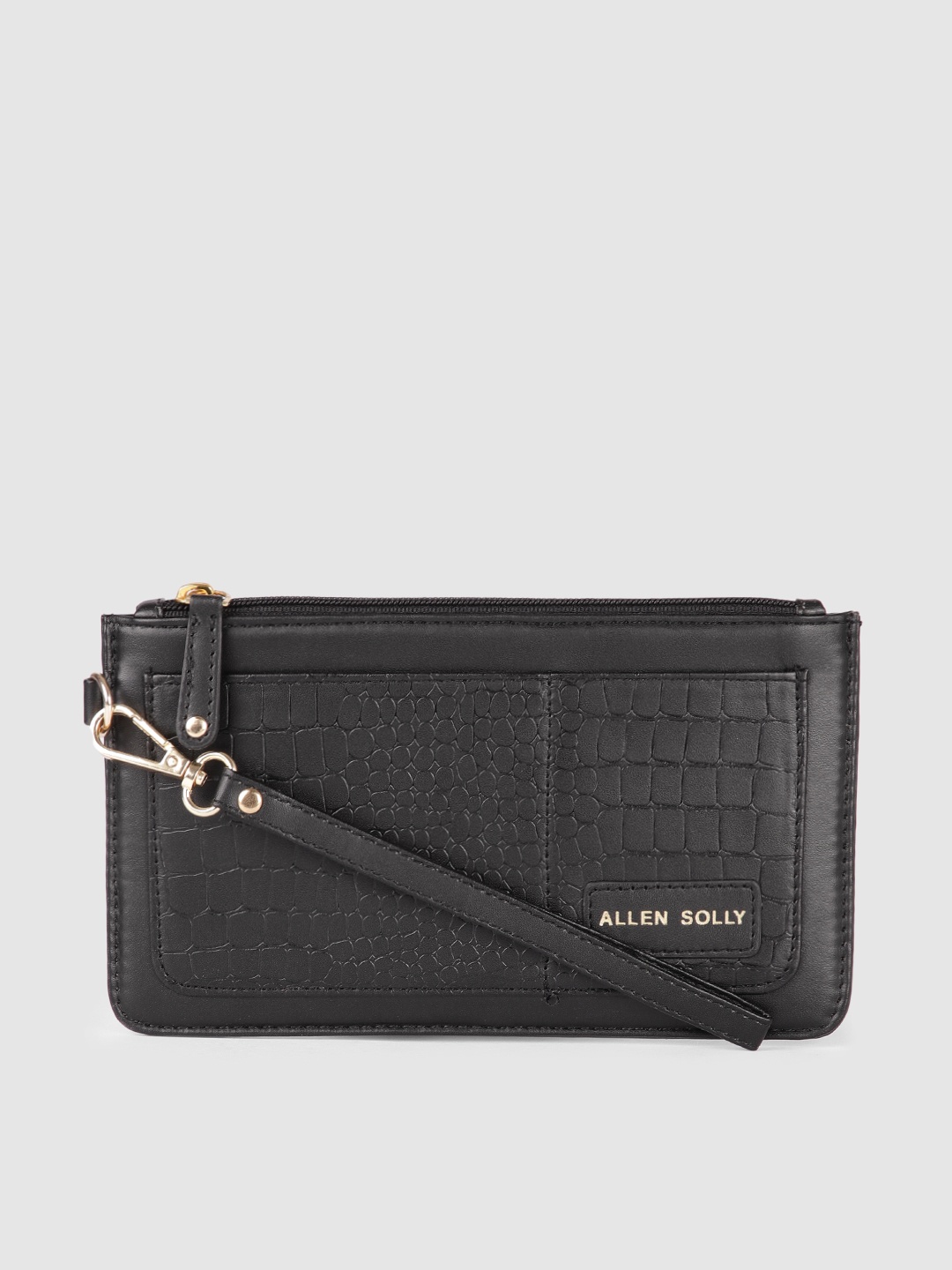 

Allen Solly Black Solid PU Regular Structured Sling Bag with Animal Textured Detail