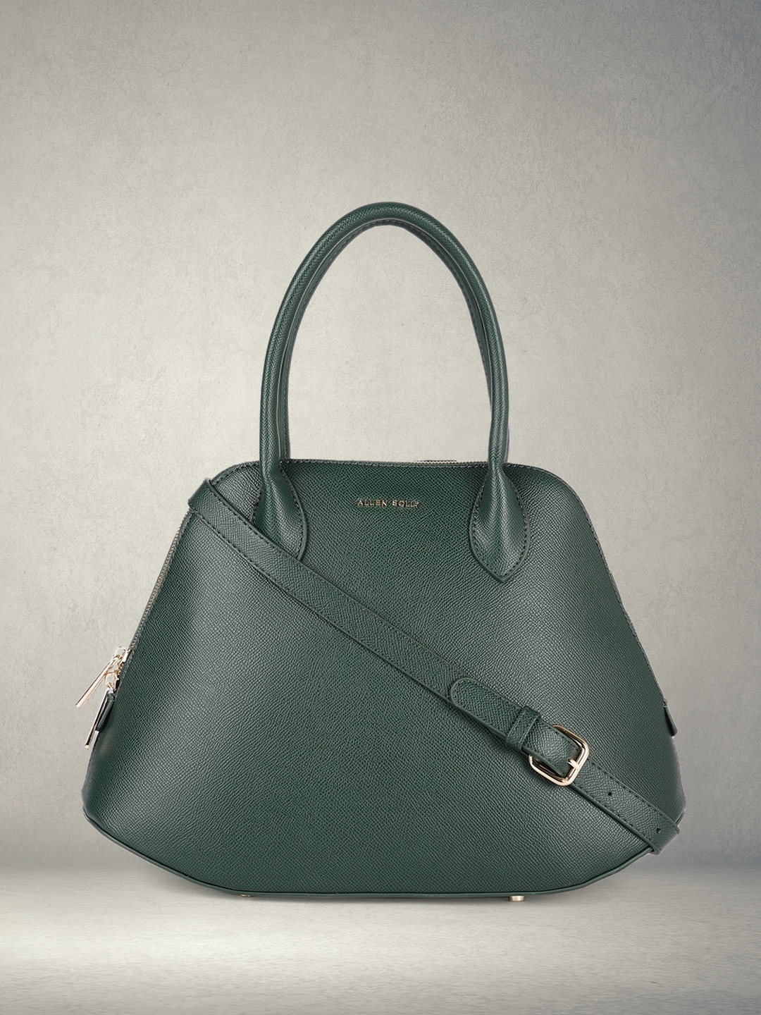 

Allen Solly Deep Green Solid PU Regular Structured Handheld Bag
