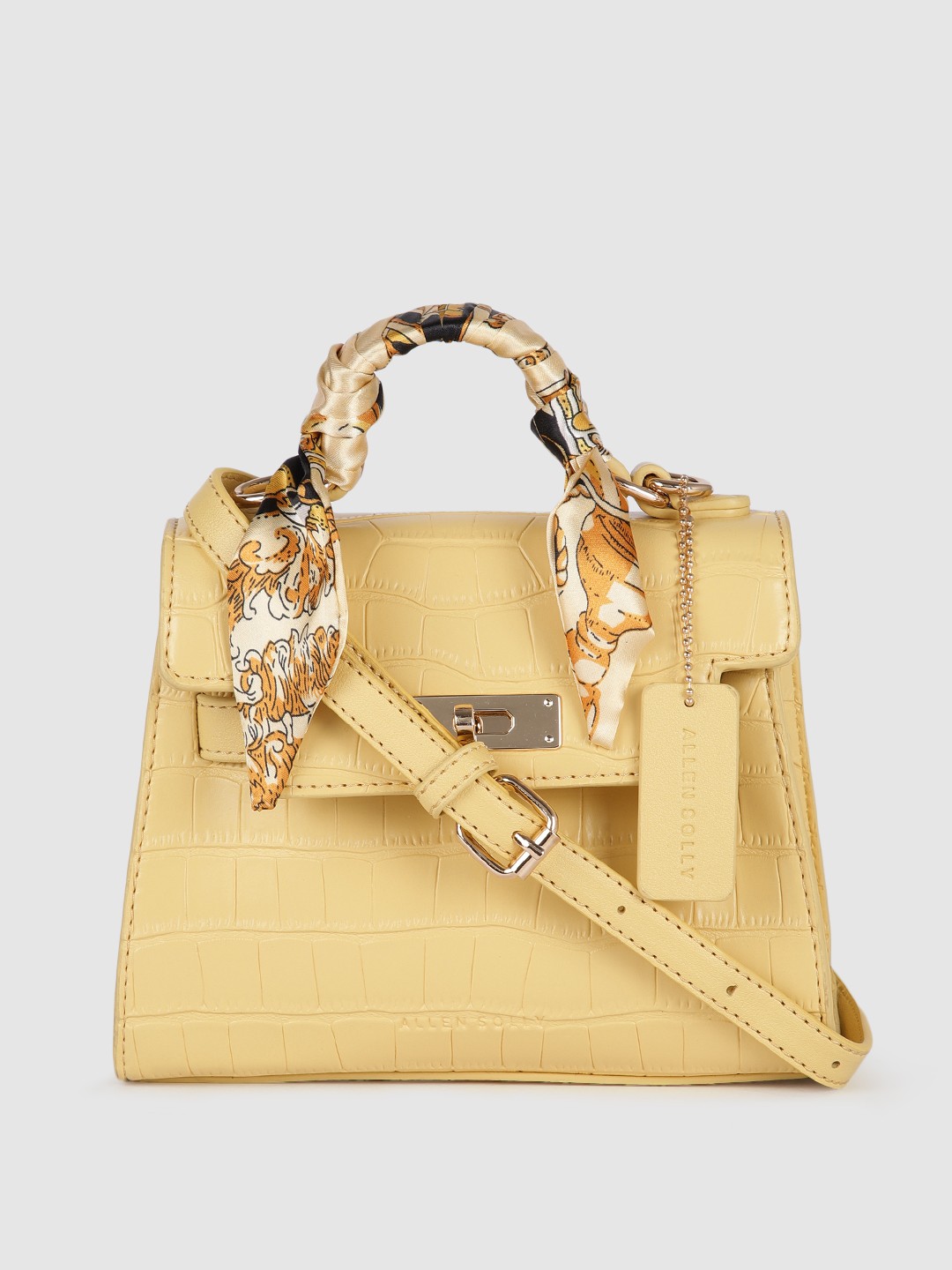 

Allen Solly Yellow Textured PU Structured Satchel