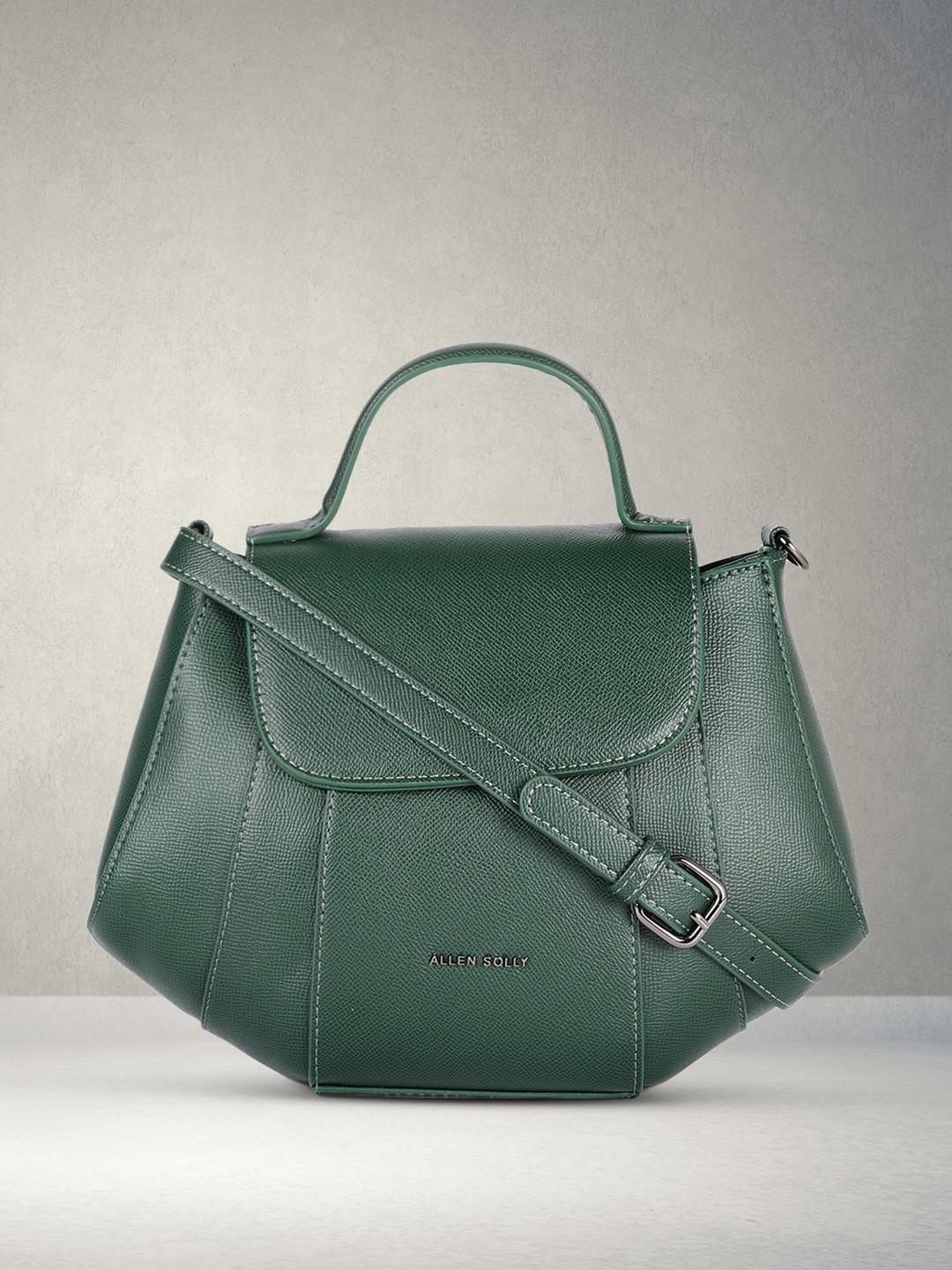 

Allen Solly Deep Green Solid PU Regular Structured Handheld Bag