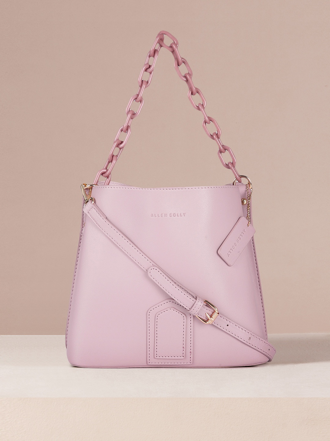 

Allen Solly Pink Solid Hobo Bag