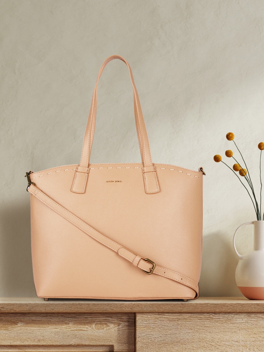 

Allen Solly Beige PU Structured Shoulder Bag