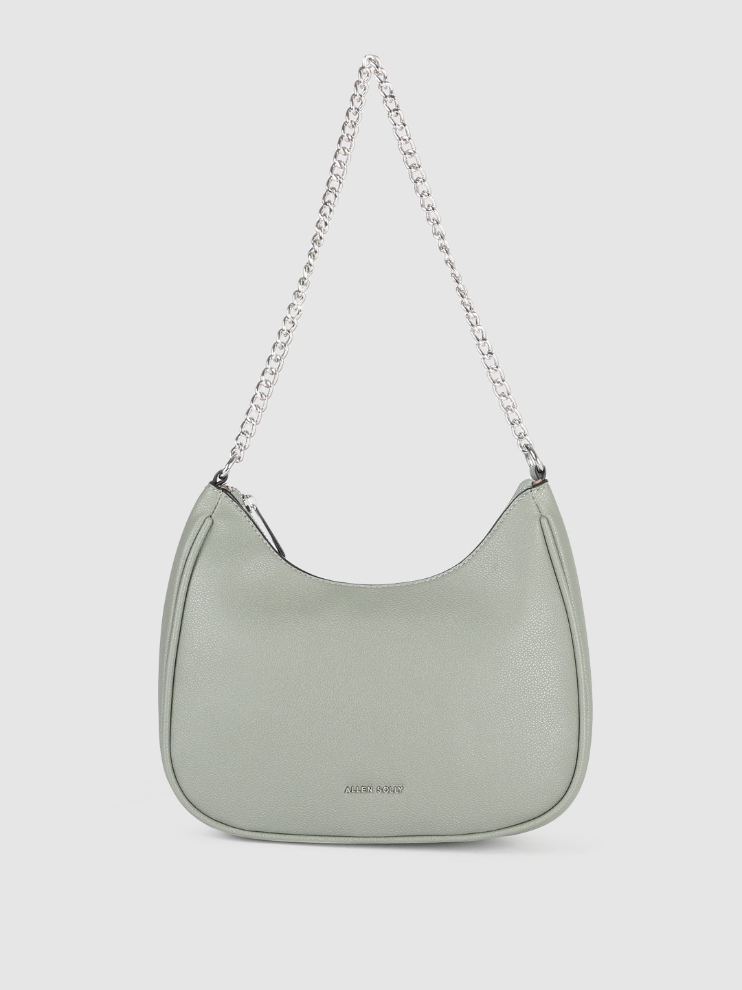 

Allen Solly Mint Green Solid PU Regular Structured Hobo Bag