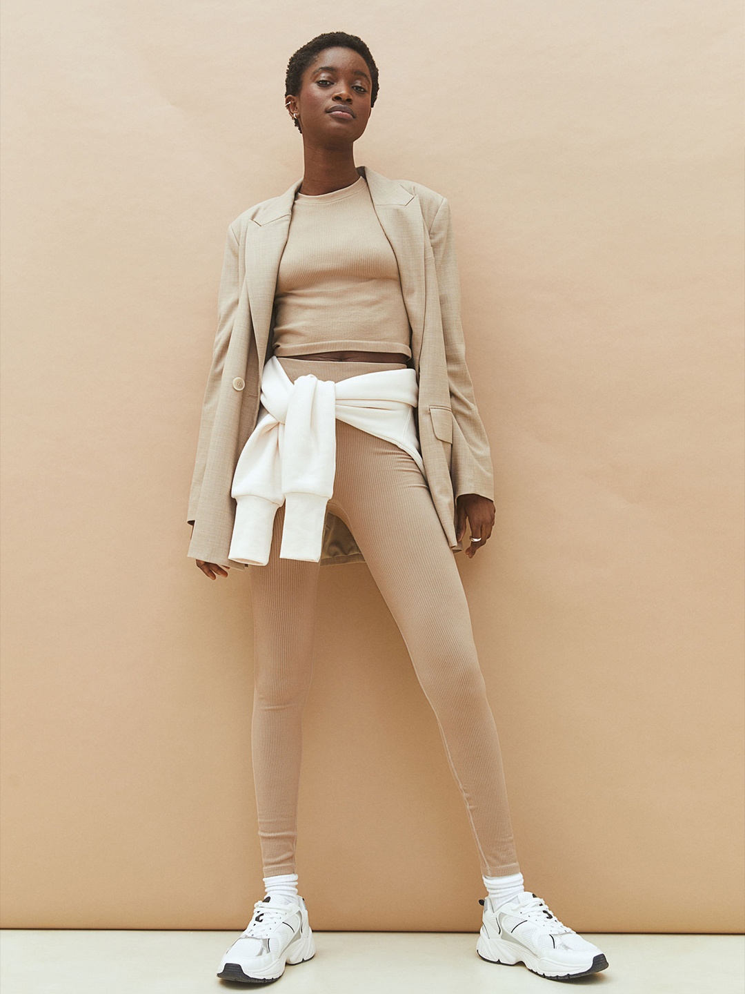 

H&M Women Beige Seamless Top