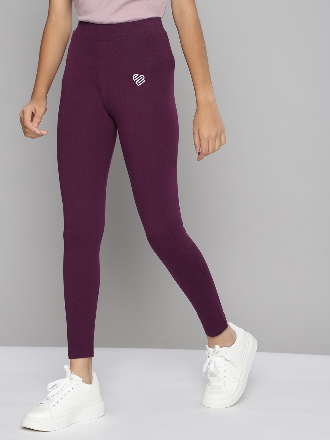 

JUSTICE Girls Purple Solid Fitted Leggings