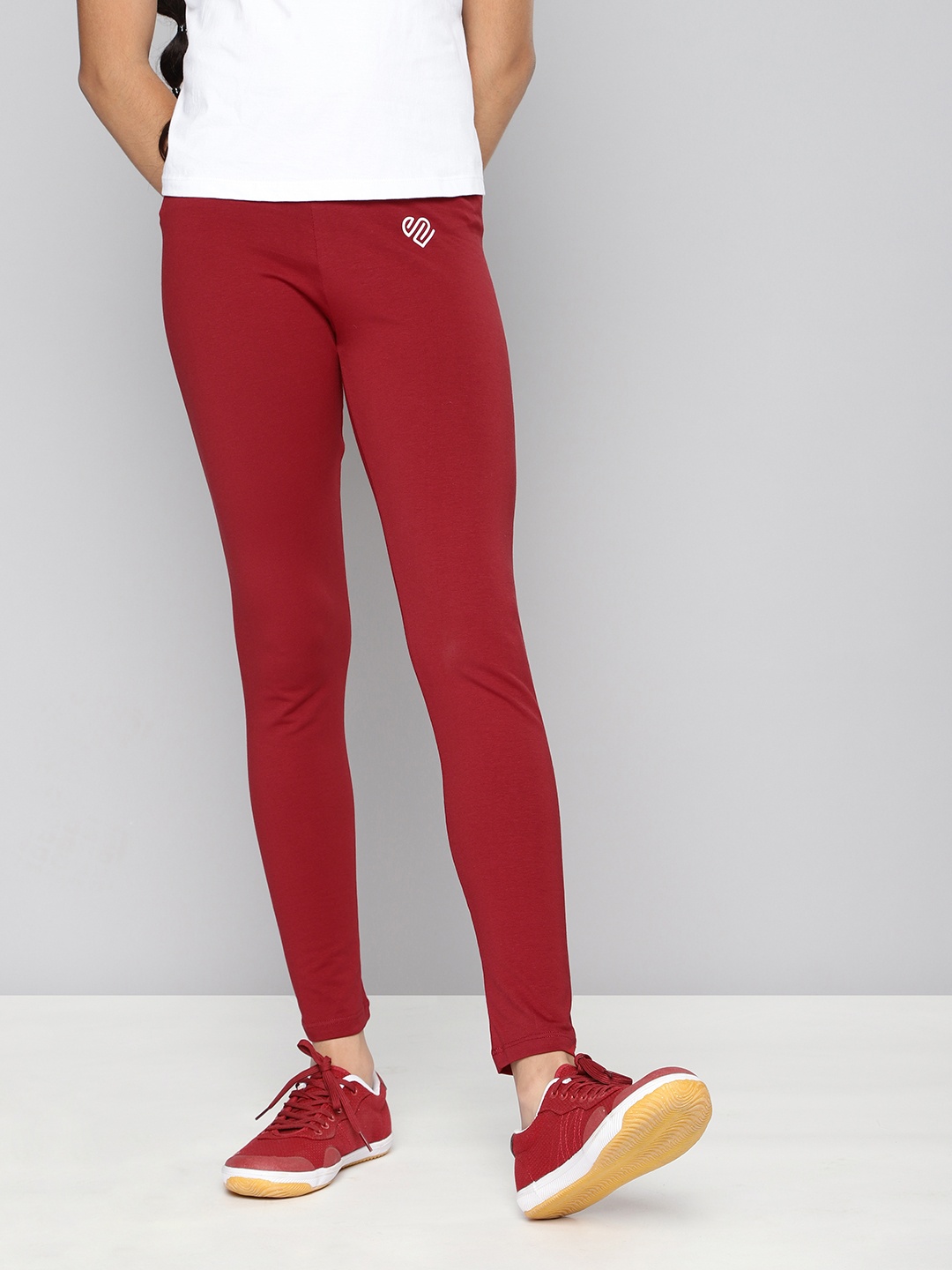 

JUSTICE Girls Maroon Solid Leggings