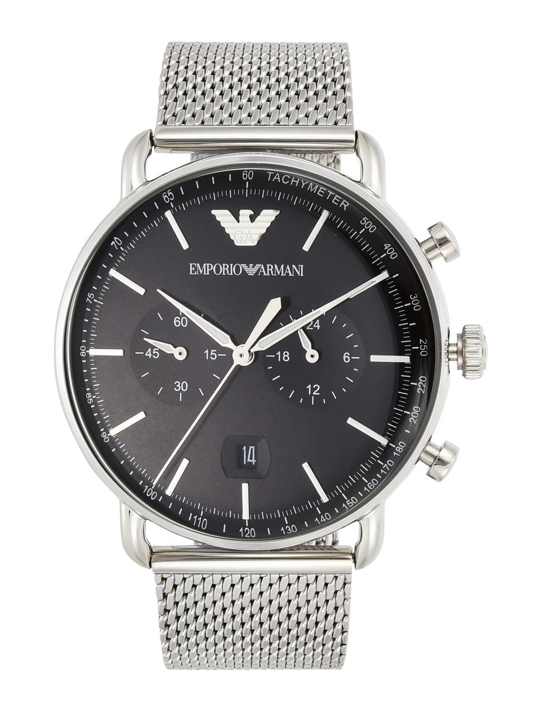 

Emporio Armani Men Black Dial & Silver Toned Stainless Steel Straps Analogue Watch