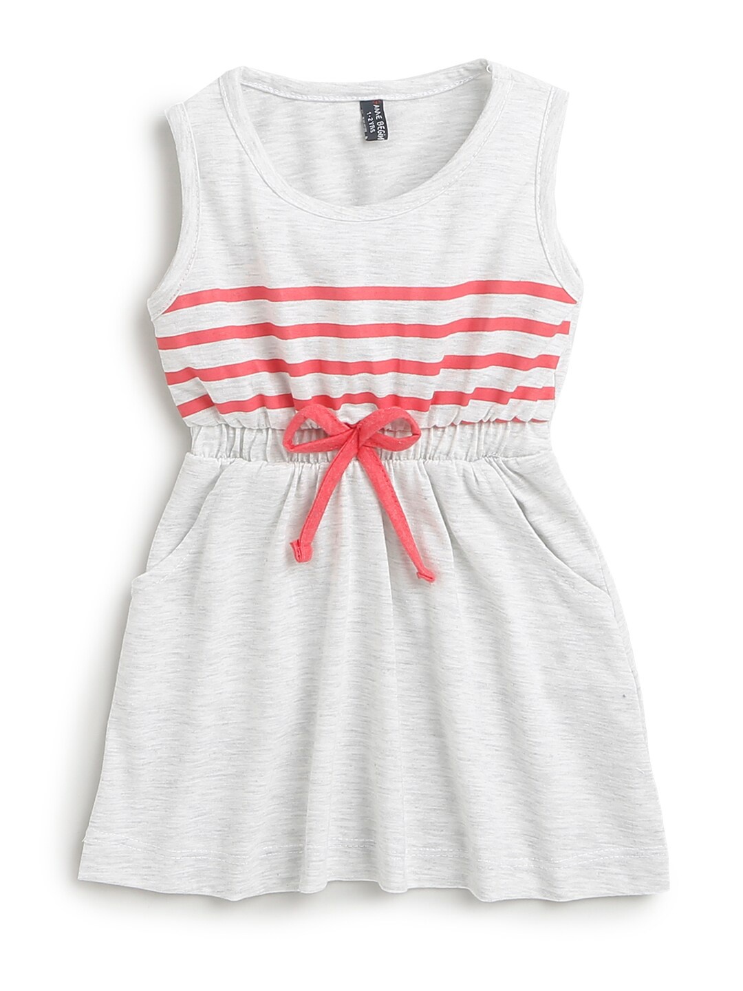 

Hopscotch Pink & Off White Striped Fit & Flare Dress