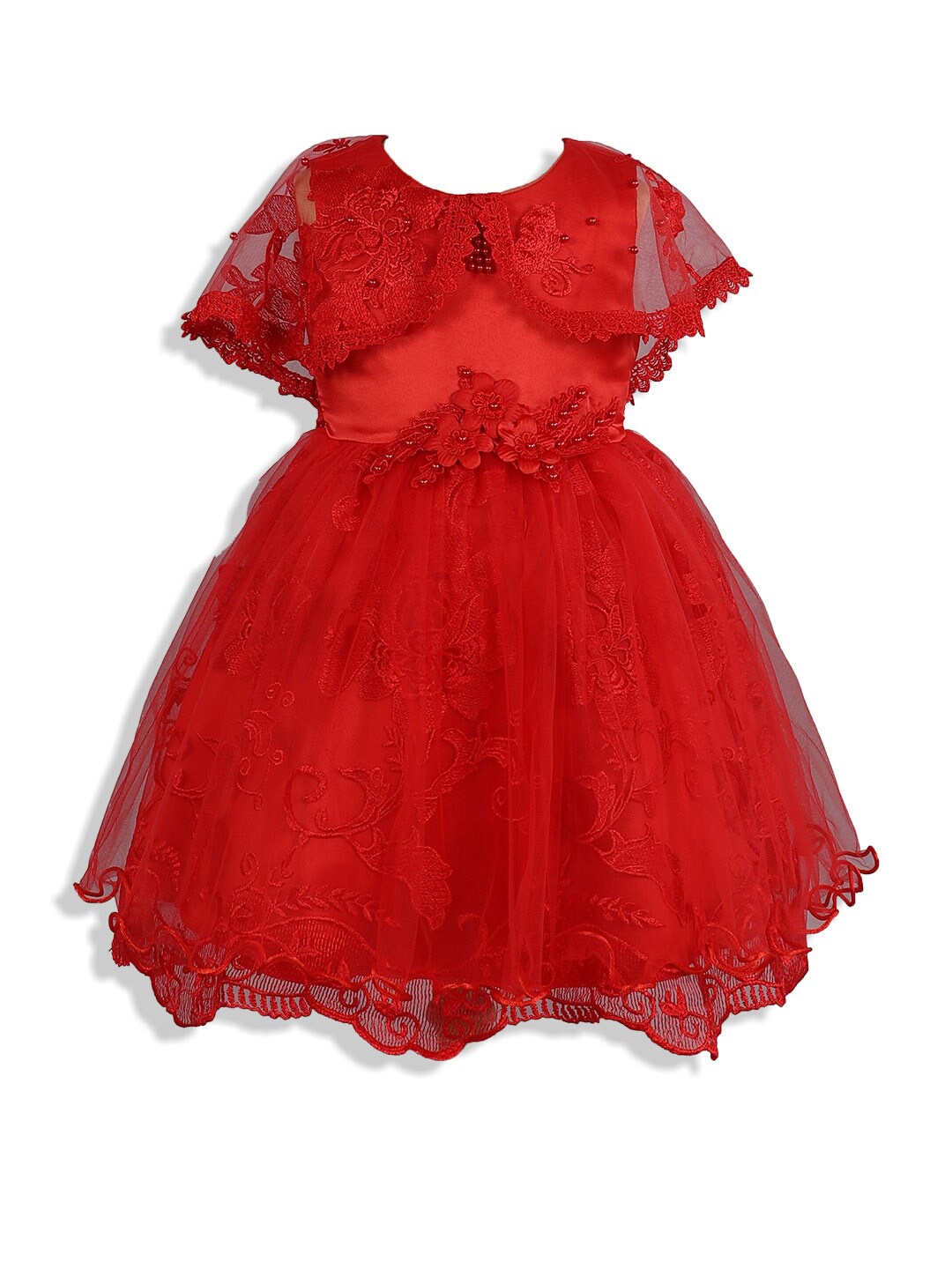 

Hopscotch Girls Red Floral Applique Fit & Flare Dress