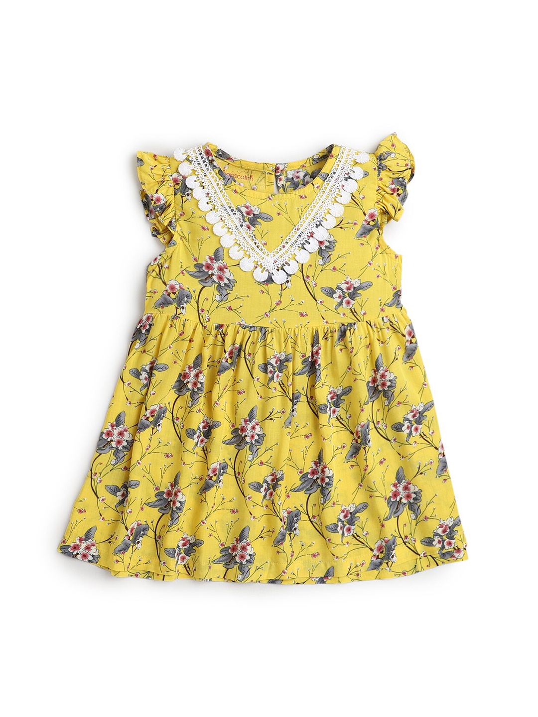 

Hopscotch Girls Yellow & Blue Floral Fit & Flare Dress
