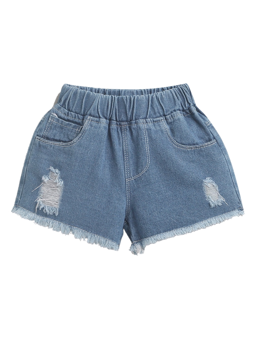 

Hopscotch Girls Blue Denim Regular Fit Shorts