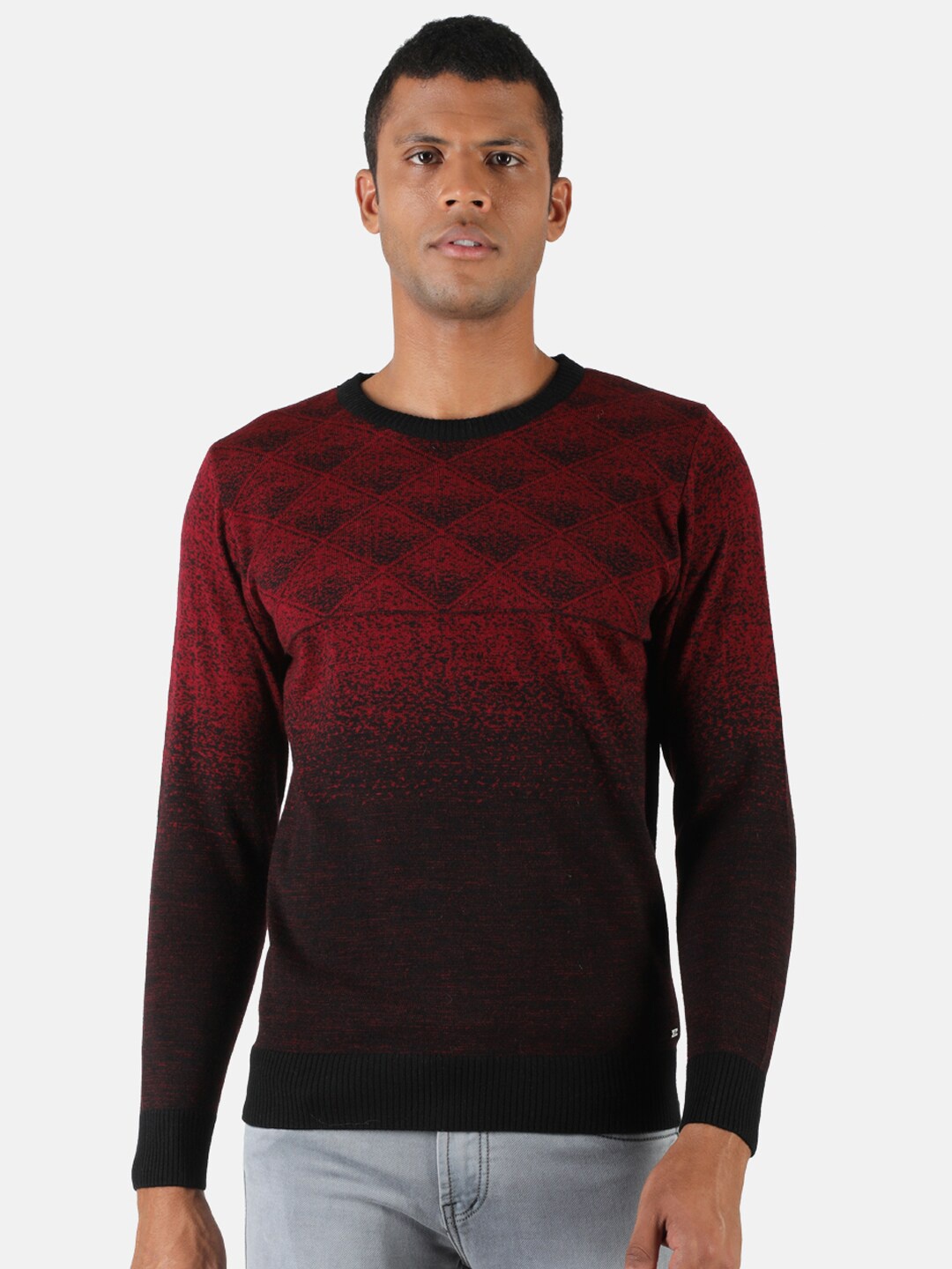 

Monte Carlo Men Black & Maroon Printed Pullover