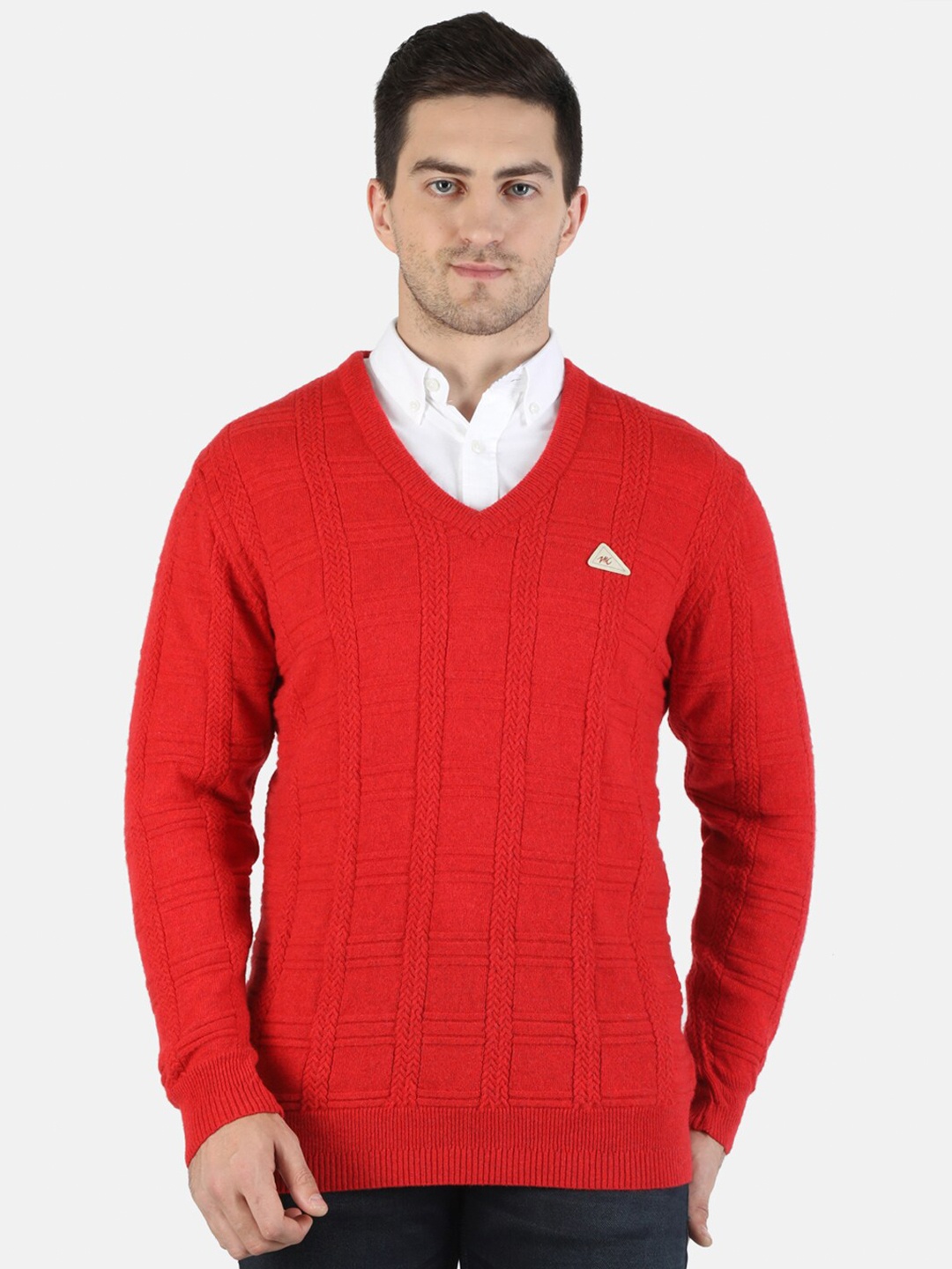 

Monte Carlo Men Red Cable Knit Pullover