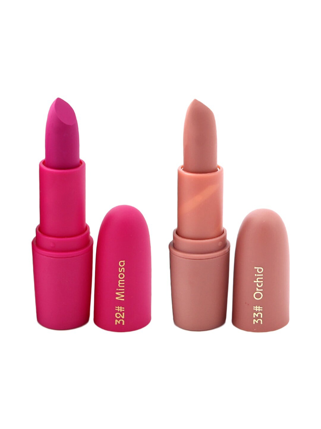 

MISS ROSE Set of 2 Matte Creamy Bullet Lipsticks - 32 Mimosa & 33 Orchid, Pink