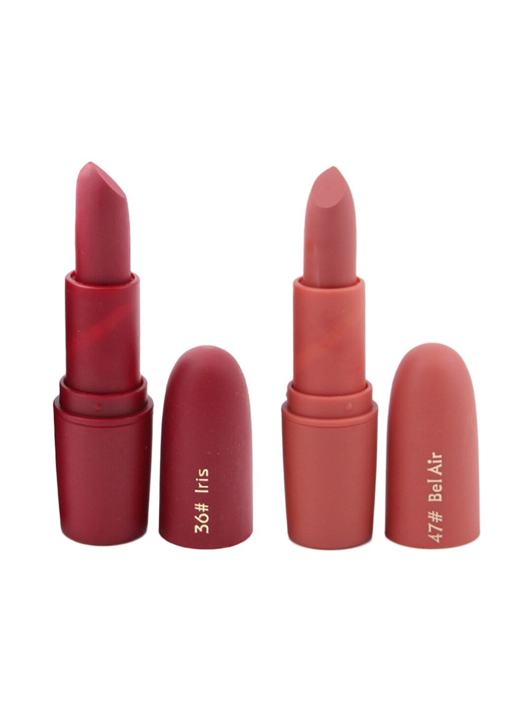 

MISS ROSE Set of 2 Matte Creamy Bullet Lipsticks - 36 Iris & 47 Bel Air, Brown