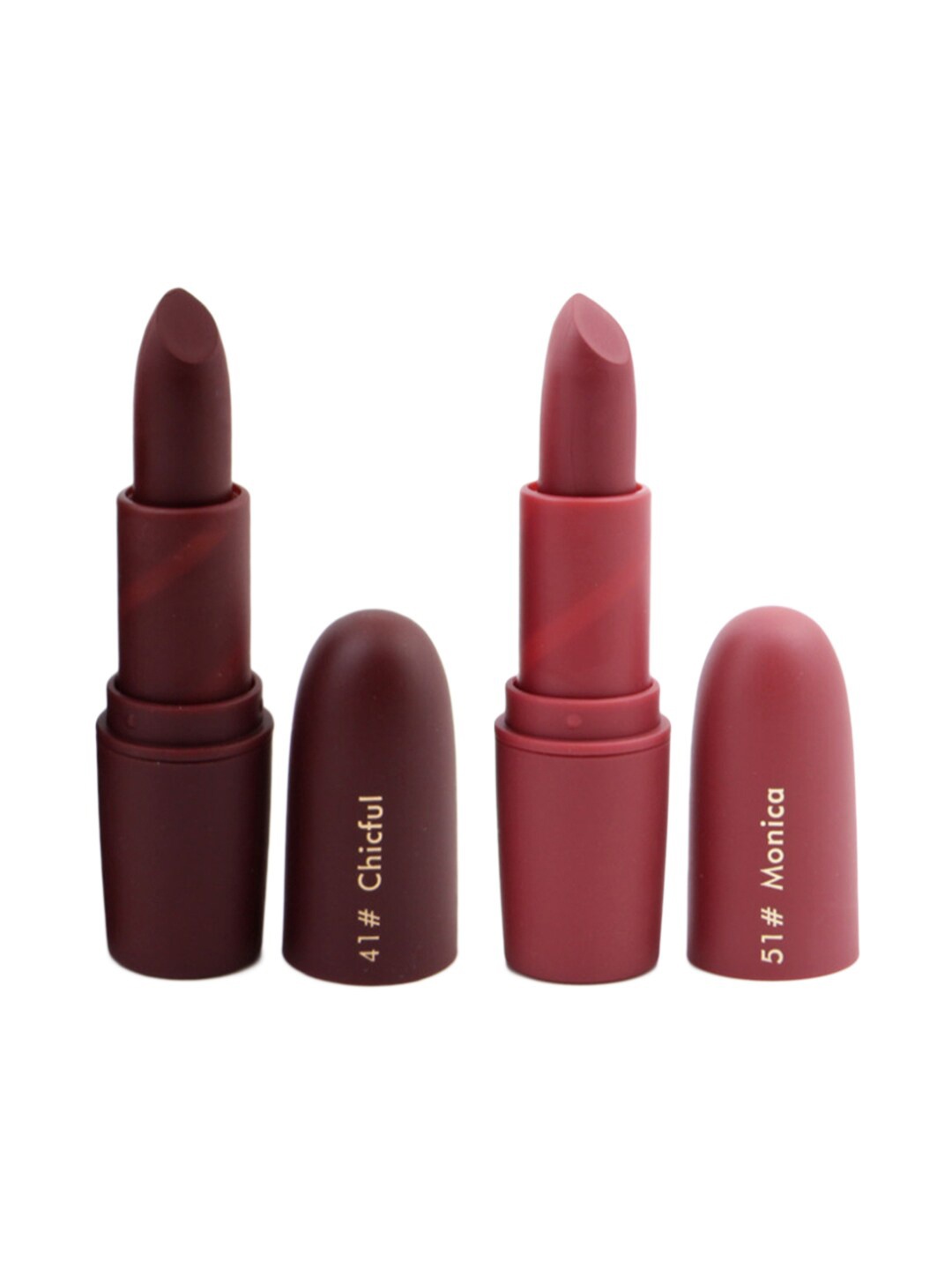 

MISS ROSE Set of 2 Matte Creamy Lipsticks - Chicful 41 & Monica 51, Brown