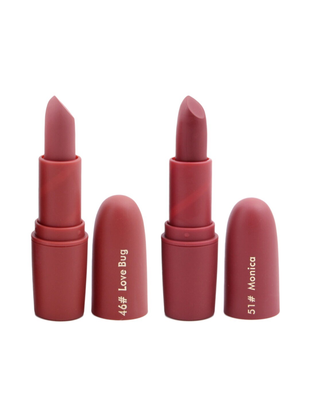 

MISS ROSE Set of 2 Matte Creamy Lipsticks - Love Bug 46 & Monica 51, Maroon