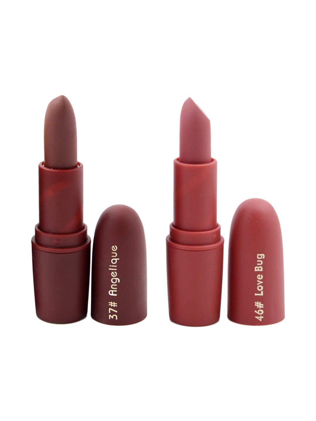 

MISS ROSE Set of 2 Matte Creamy Lipsticks - Angelique 37 & Love Bug 46, Brown