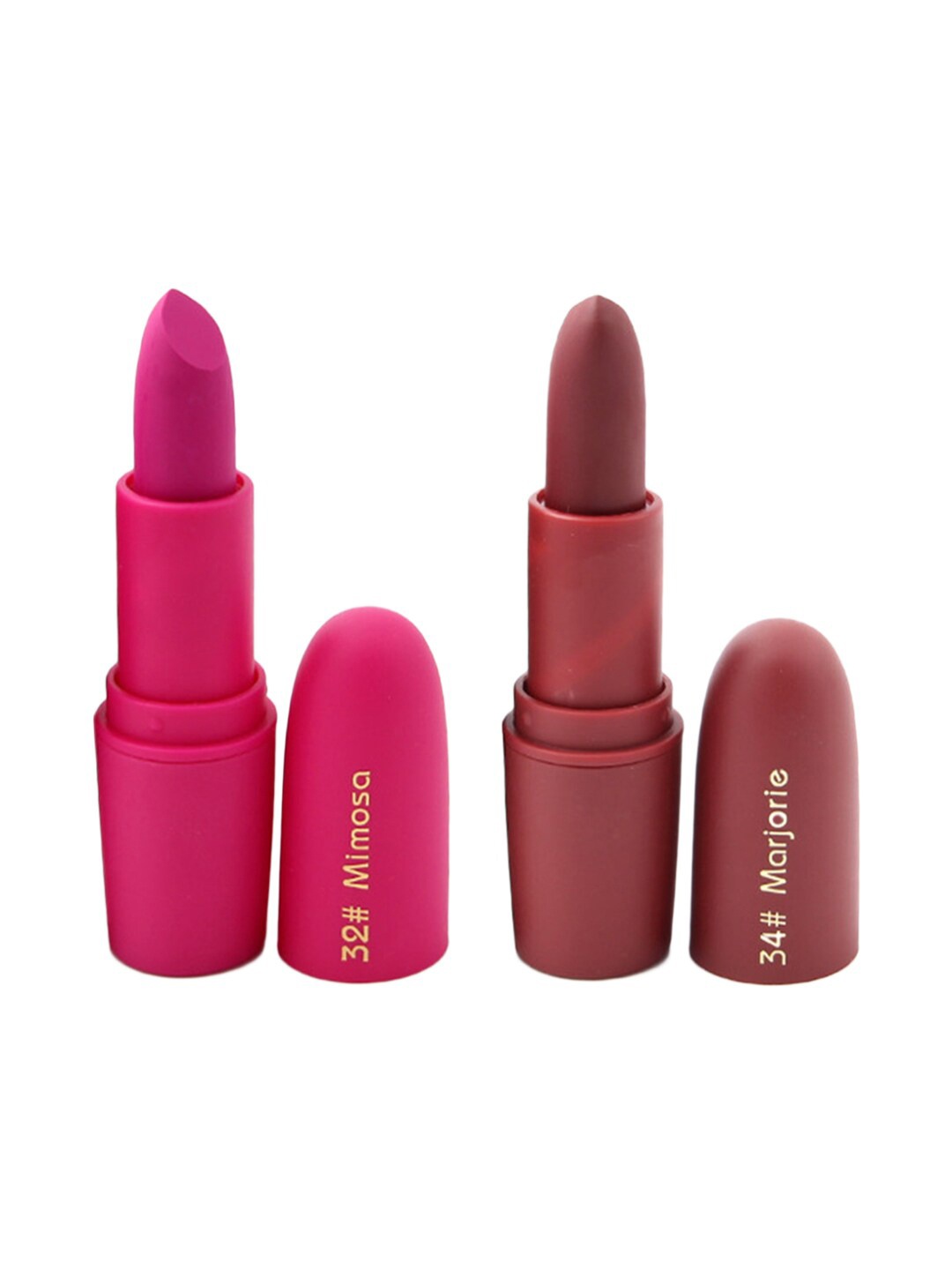 

MISS ROSE Set of 2 Matte Creamy Lipsticks - Mimosa 32 & Marjorie 34, Pink