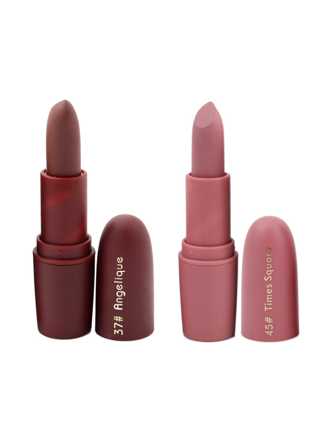 

MISS ROSE Set of 2 Matte Creamy Lipsticks - Angelique 37 & Times Square 45, Brown