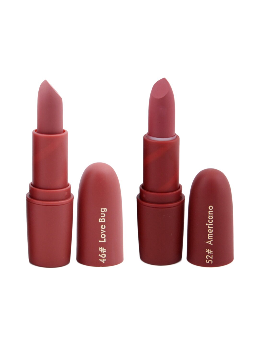 

MISS ROSE Set of 2 Matte Creamy Lipsticks - Love Bug 46 & Americano 52, Brown