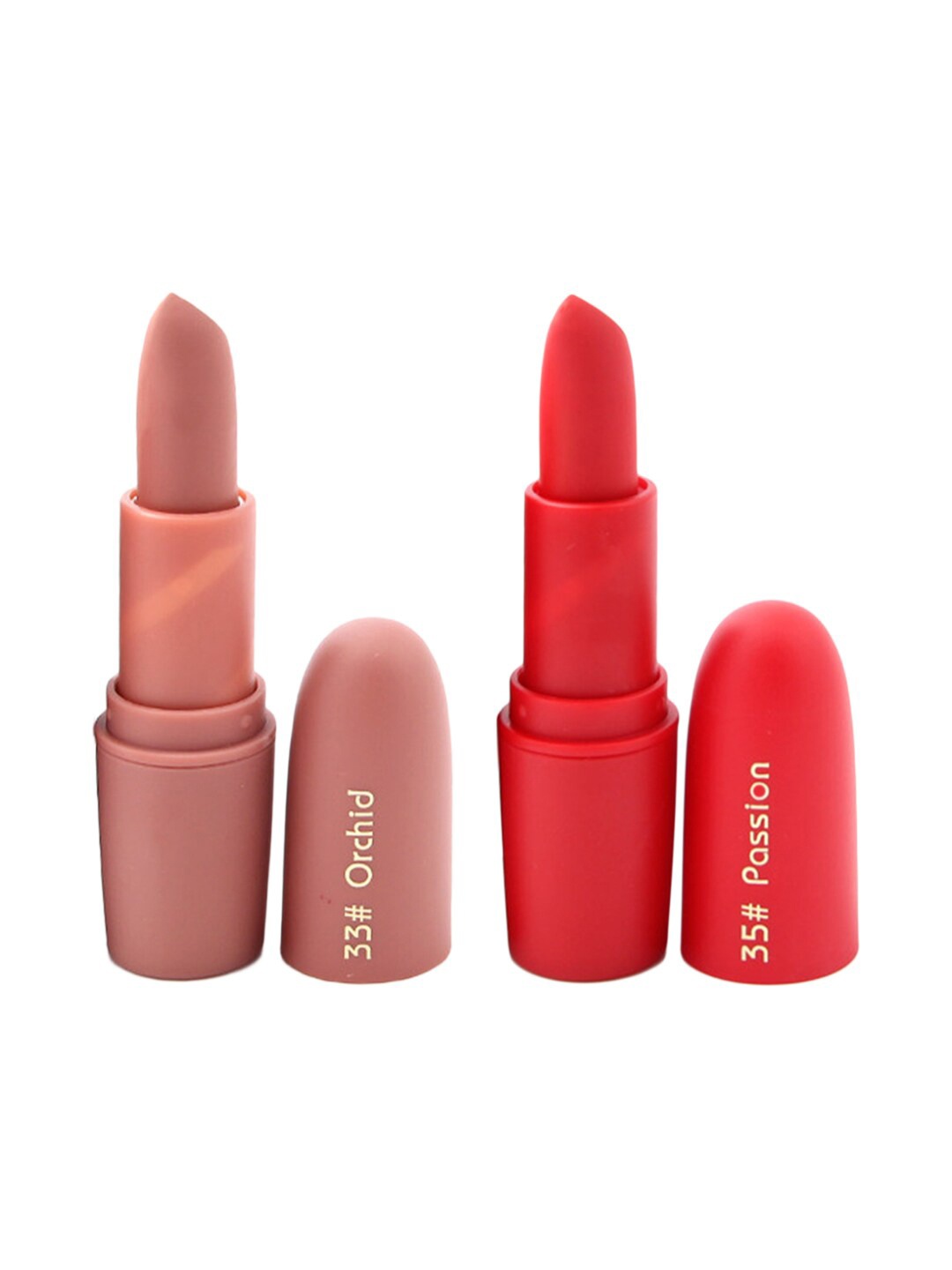 

MISS ROSE Set of 2 Matte Creamy Lipsticks - Orchid 33 & Passion 35, Nude