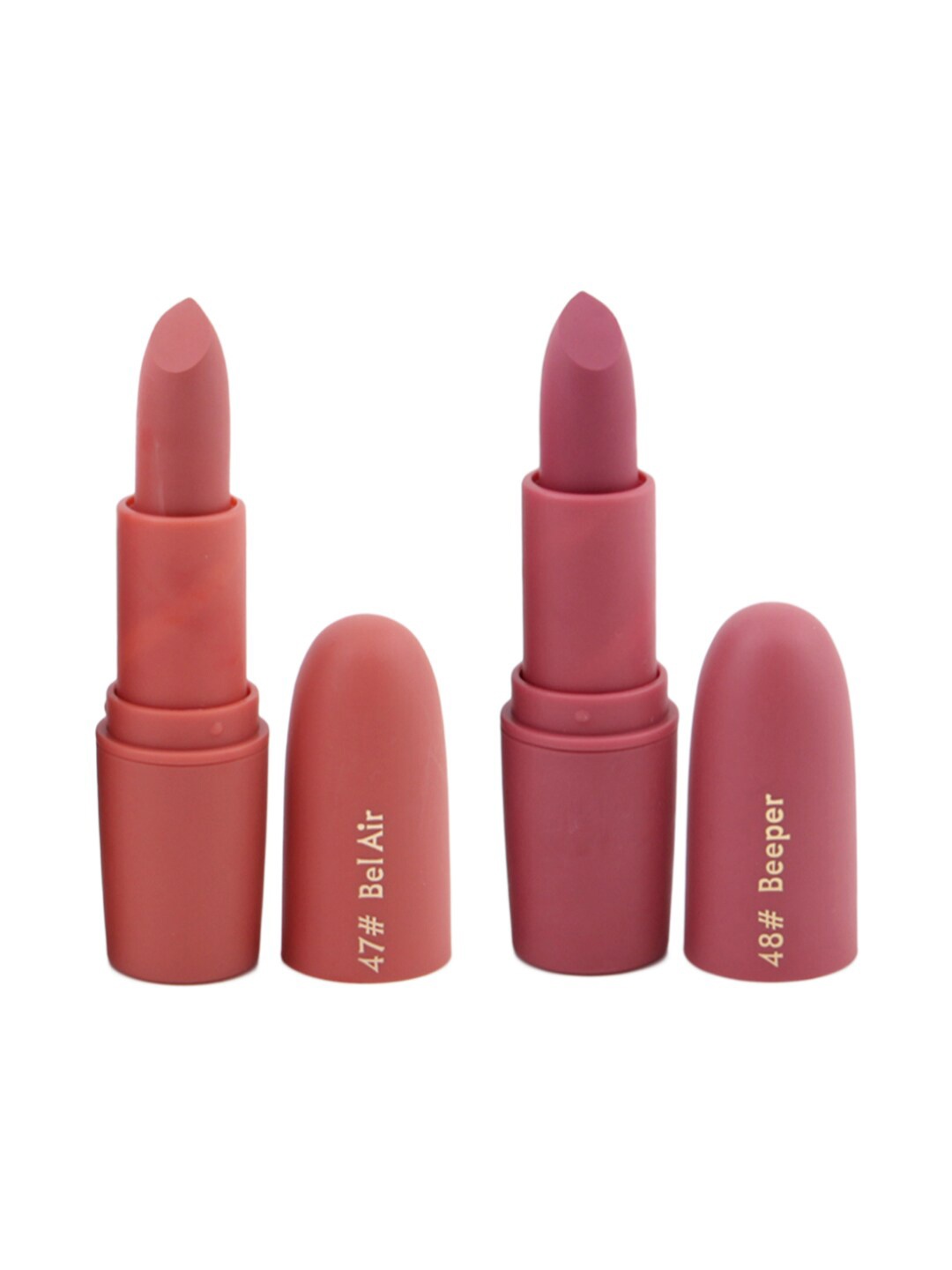 

MISS ROSE Set of 2 Matte Creamy Lipsticks - Bel Air 47 & Beeper 48, Brown