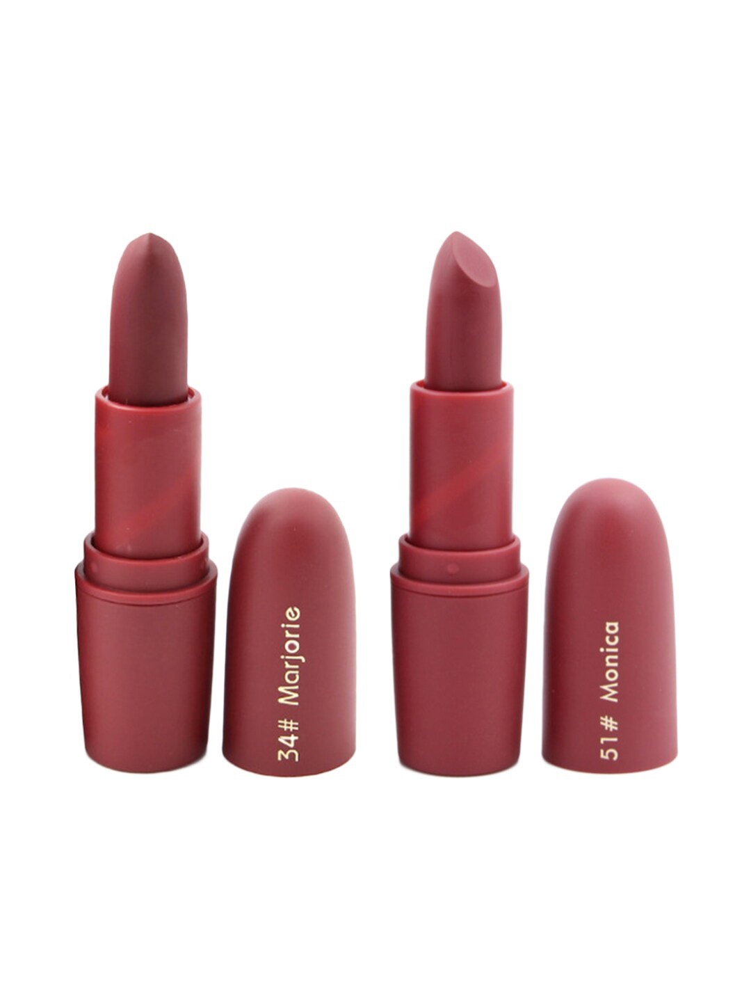 

MISS ROSE Set of 2 Matte Creamy Lipsticks - Marjorie 34 & Monica 51, Brown