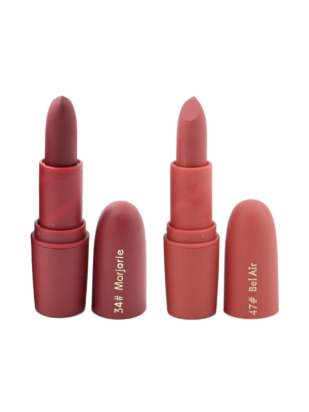

MISS ROSE Set of 2 Matte Creamy Lipsticks - Marjorie 34 & Bel Air 47, Brown