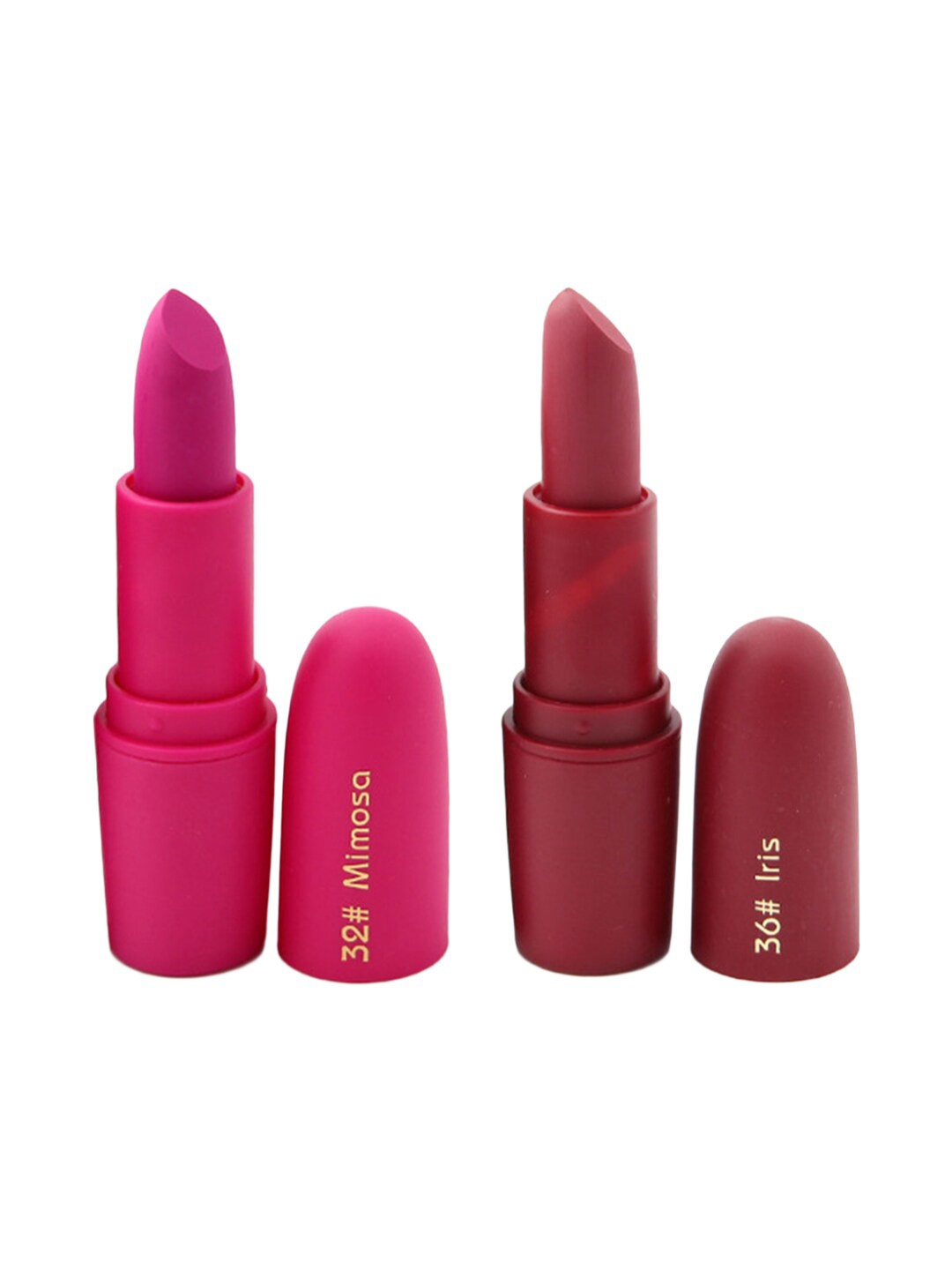

MISS ROSE Professional Make-Up Set of 2 Matte Creamy Lipsticks - Mimosa 32 & Iris 36, Pink