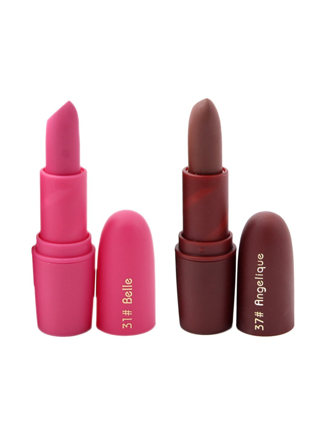 

MISS ROSE Professional Make-Up Set of 2 Matte Creamy Lipsticks - Belle 31 & Angelique 37, Pink