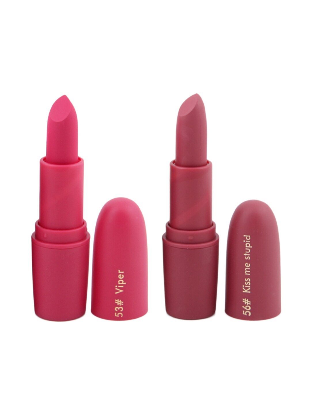 

MISS ROSE Professional Make-Up Set of 2 Matte Lipsticks - Viper 53 & Kiss Me Stupid 56, Pink