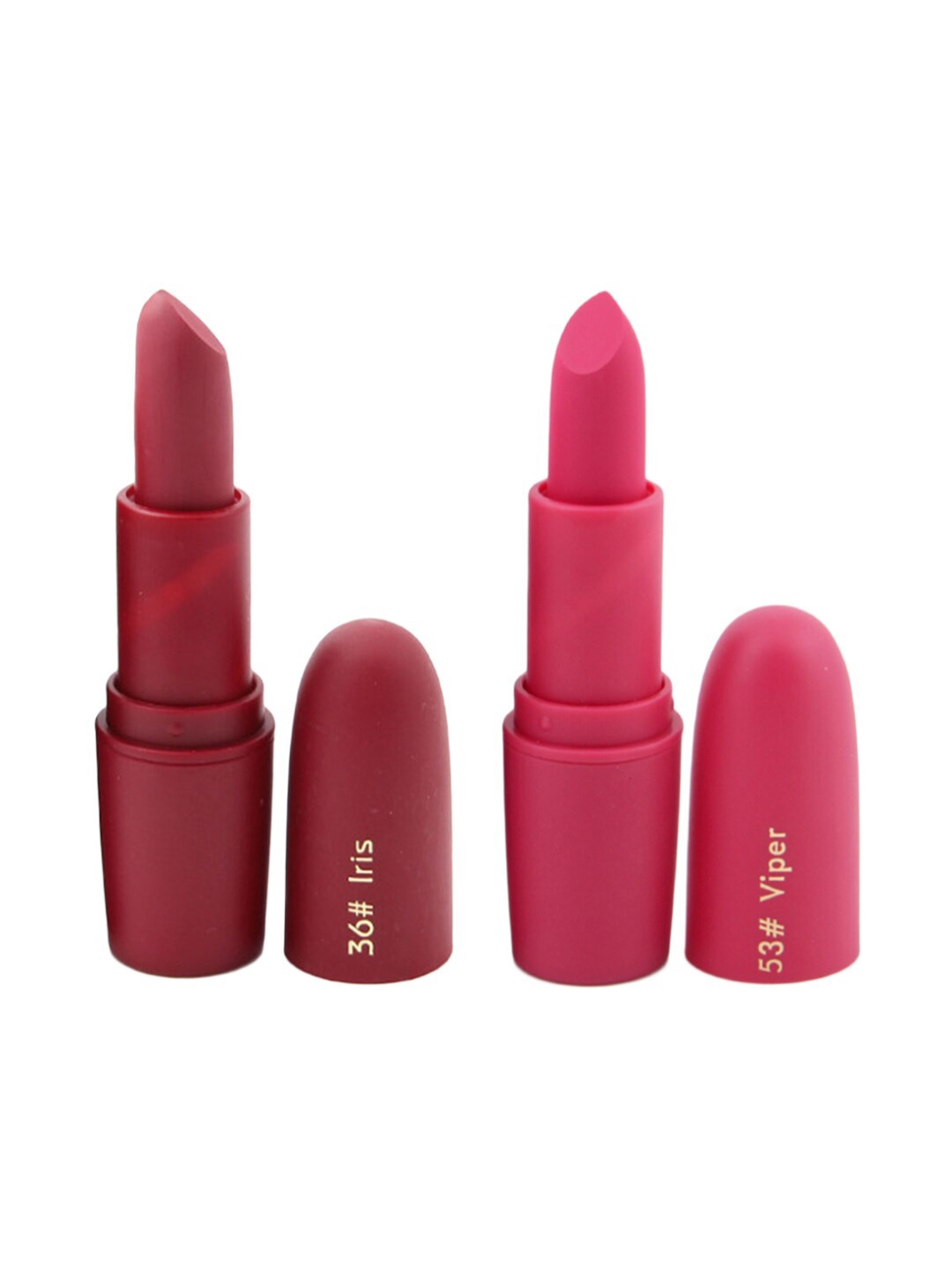 

MISS ROSE Professional Make-Up Set of 2 Matte Creamy Lipsticks - Iris 36 & Viper 53, Maroon