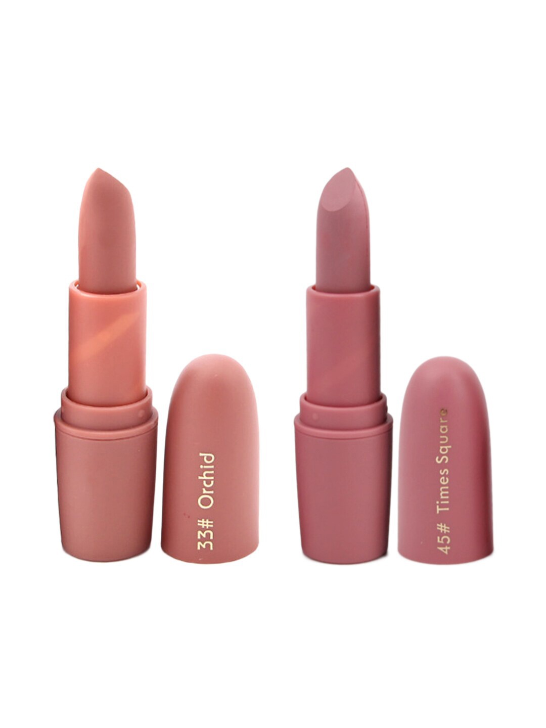 

MISS ROSE Professional Make-Up Set of 2 Matte Lipsticks - Orchid 33 & Times Square 45, Nude