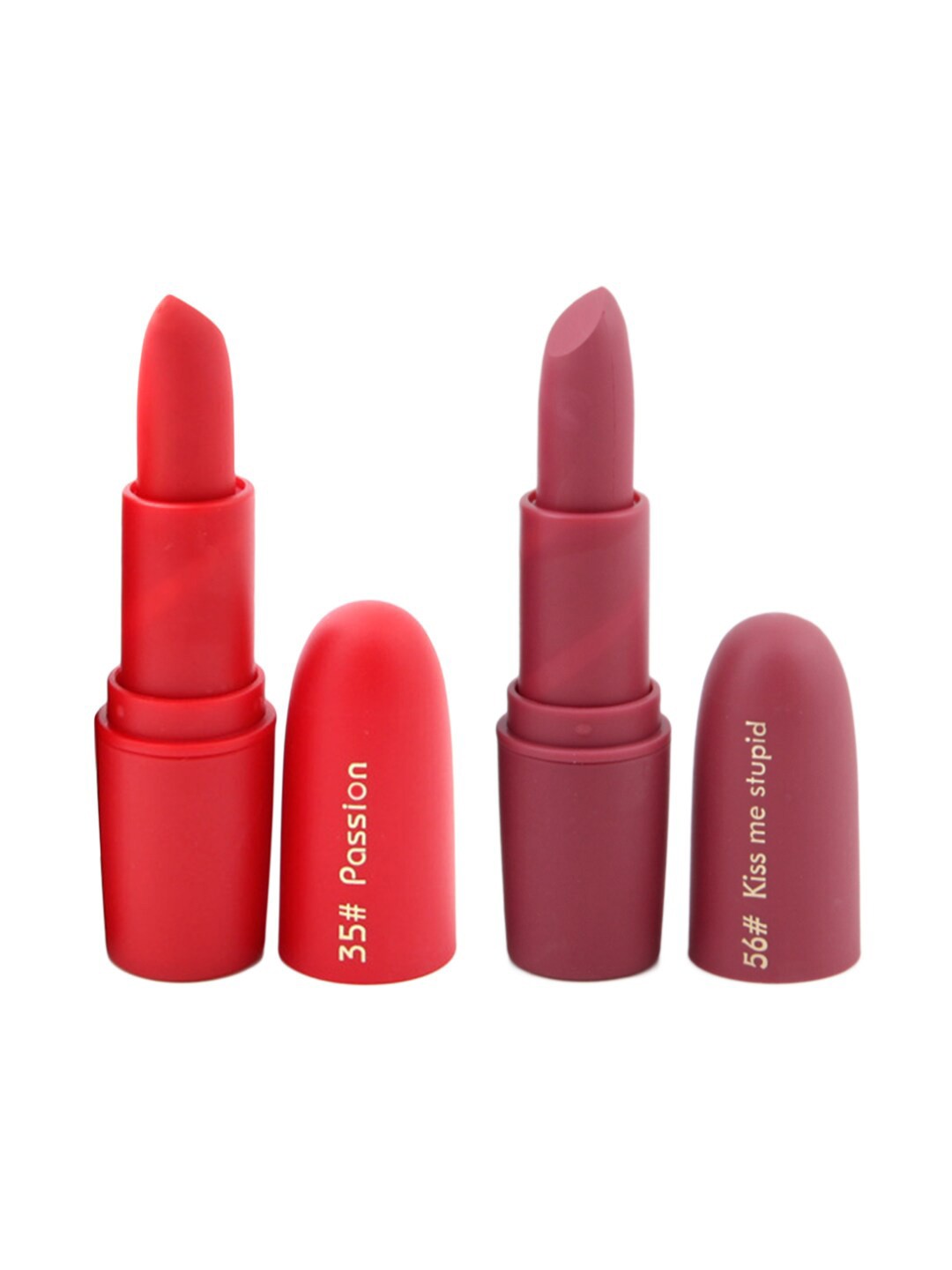 

MISS ROSE Professional Make-Up Set of 2 Matte Lipsticks - Passion 35 & Kiss Me Stupid 56, Red