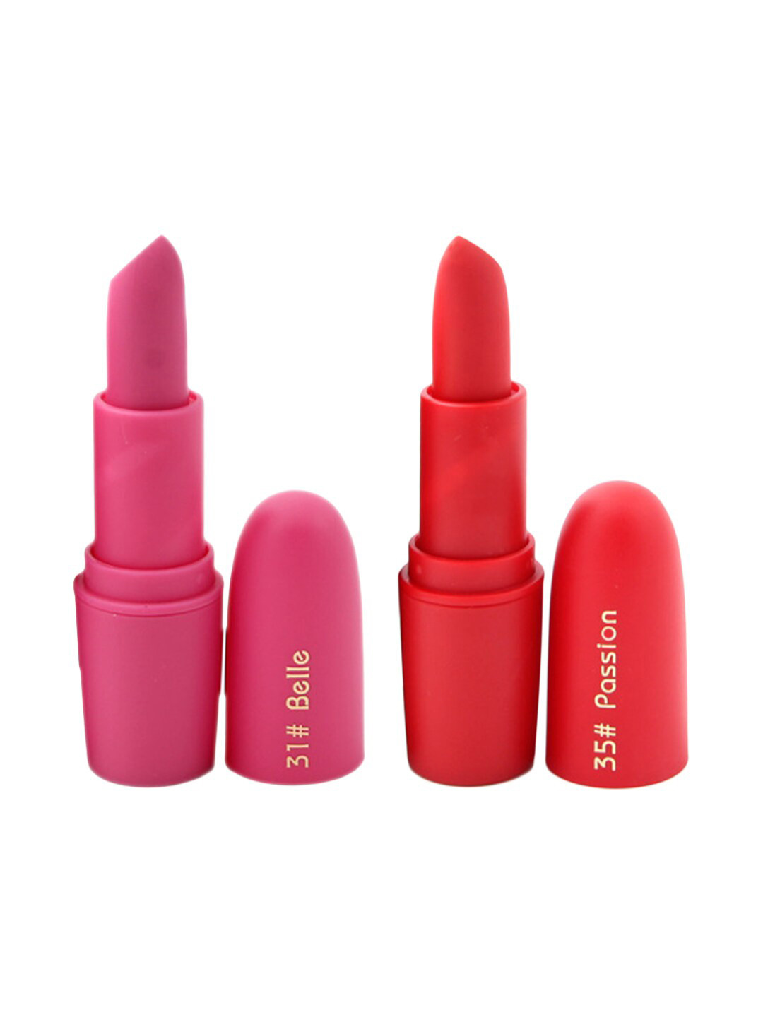 

MISS ROSE Professional Make-Up Set of 2 Matte Creamy Lipsticks - Belle 31 & Passion 35, Pink