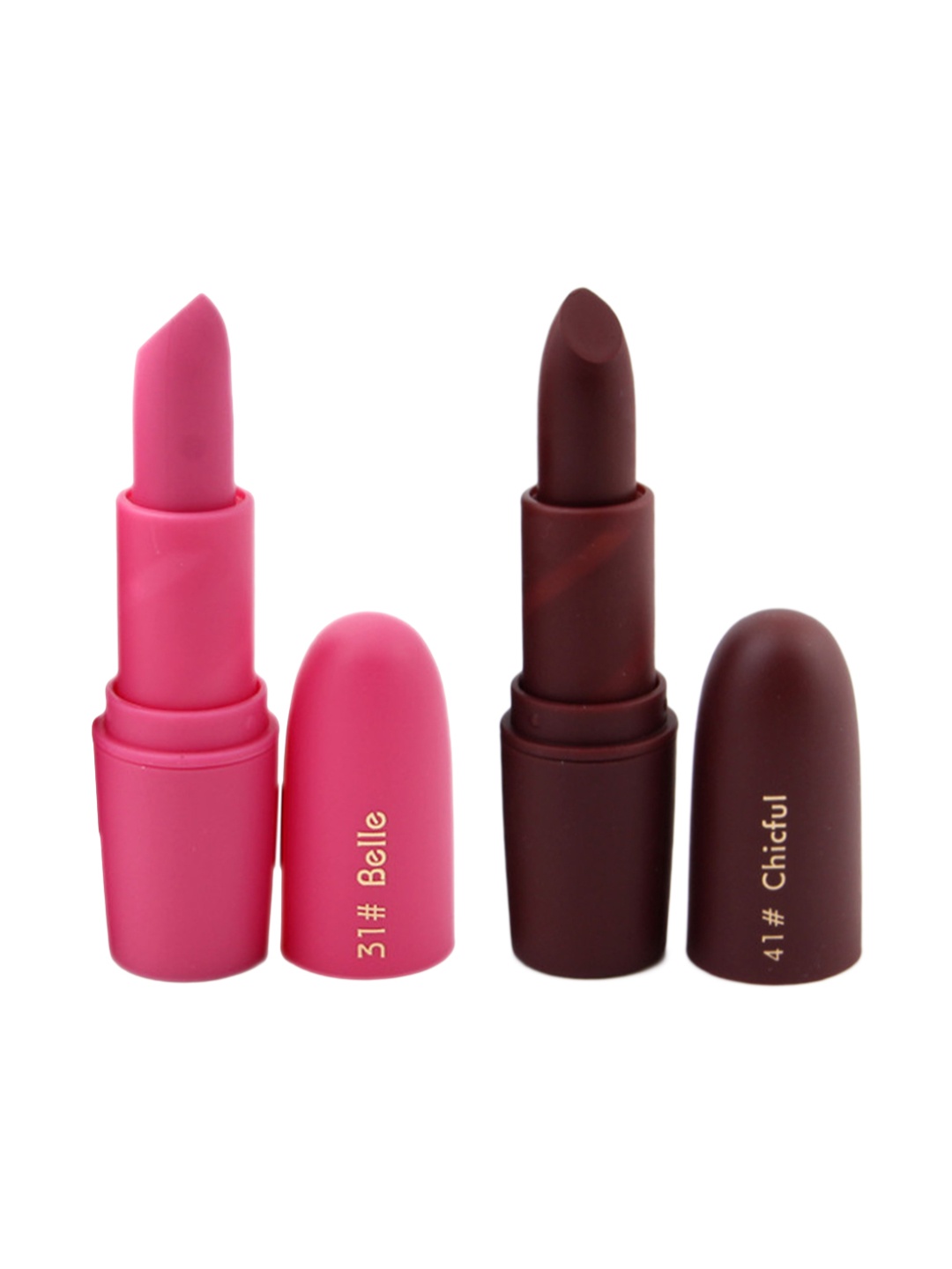 

MISS ROSE Professional Make-Up Set of 2 Matte Creamy Lipsticks - Belle 31 & Chicful 41, Pink