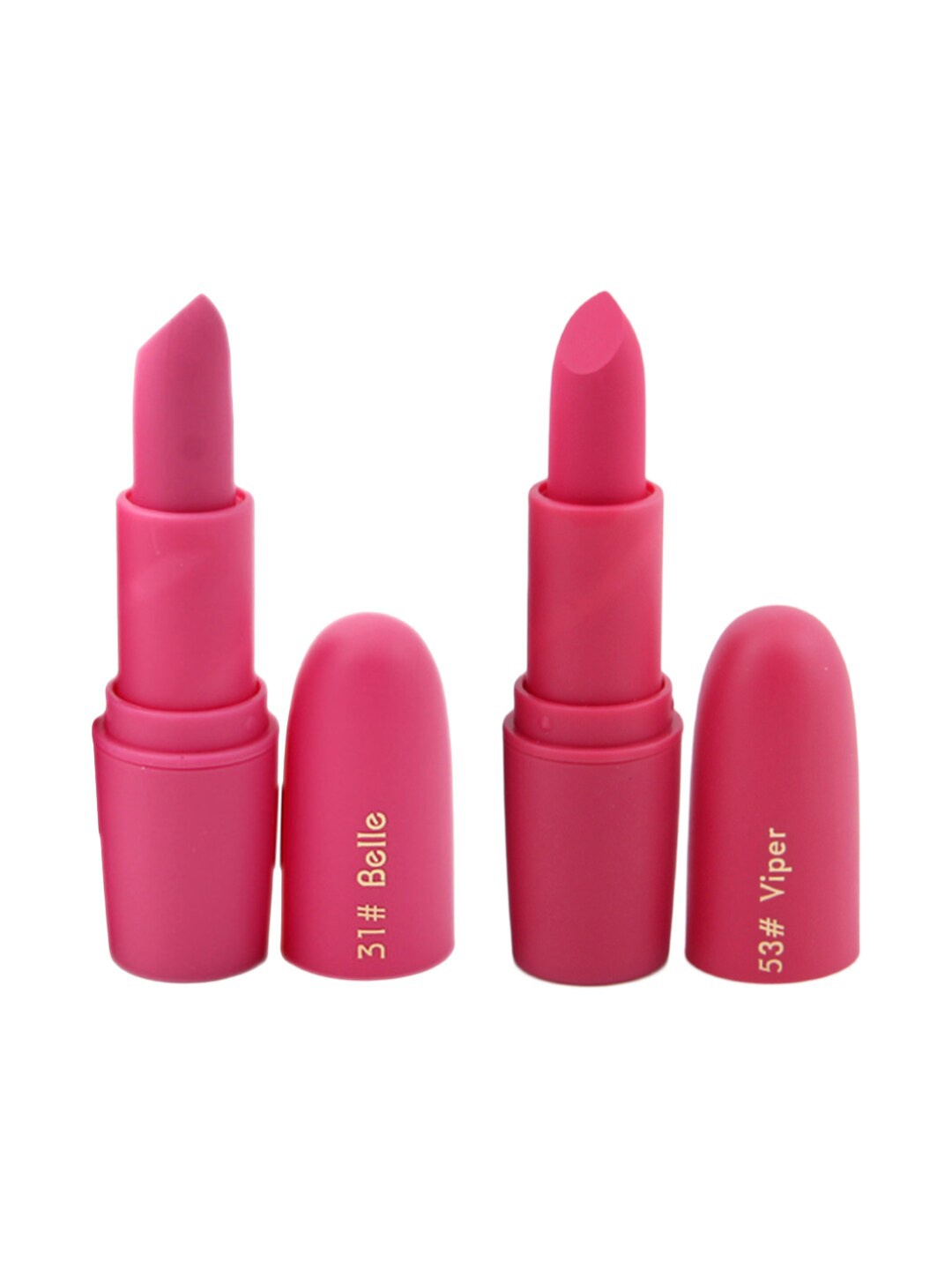 

MISS ROSE Professional Make-Up Set of 2 Matte Creamy Lipsticks - Belle 31 & Viper 53, Pink