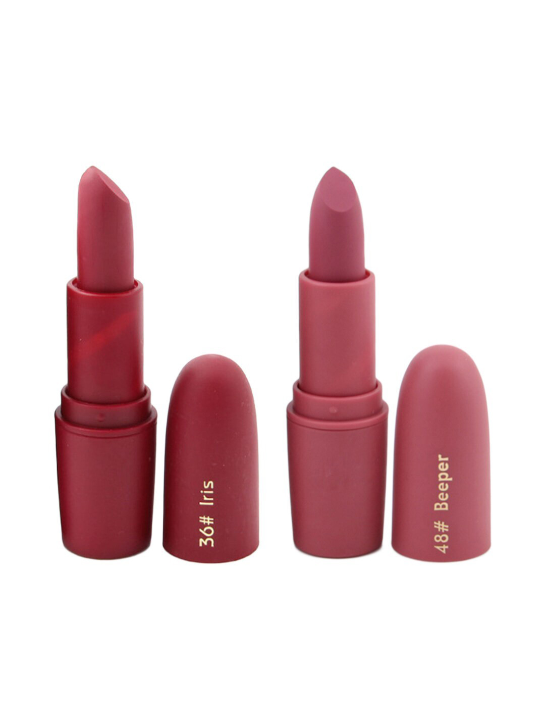 

MISS ROSE Professional Make-Up Set of 2 Matte Creamy Lipsticks - Iris 36 & Beeper 48, Rust