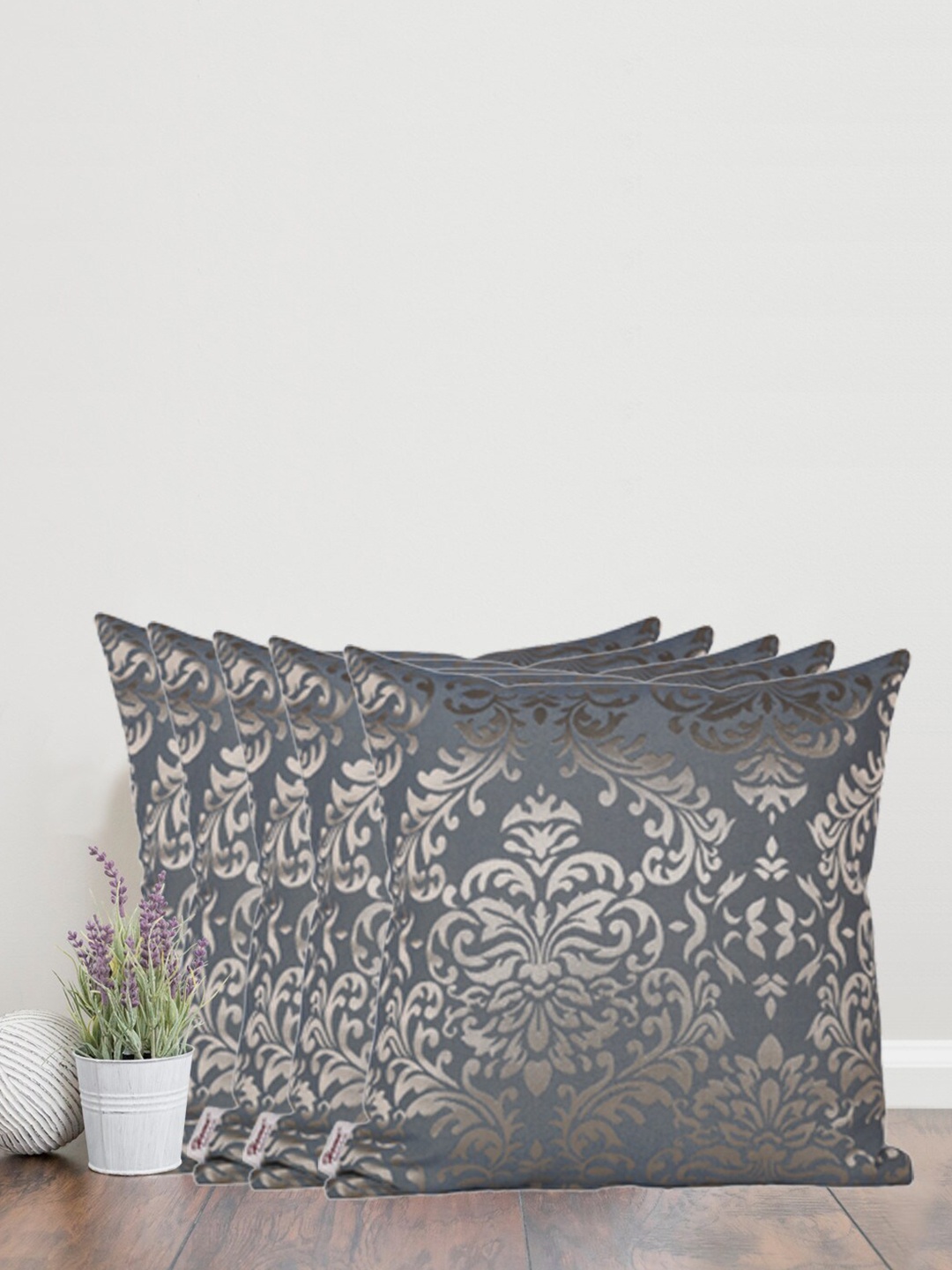 

Home Blue & Gold-Toned Set of 5 Self Design Square Cushion Covers