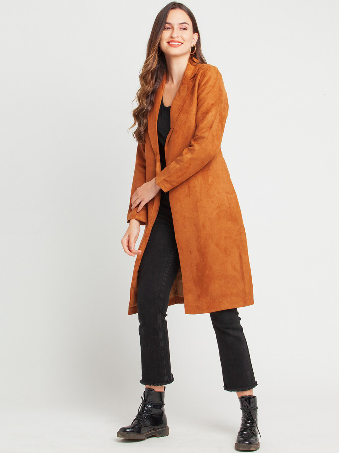 

Zink London Tan Brown Solid Regular Fit Winter Trench Coat