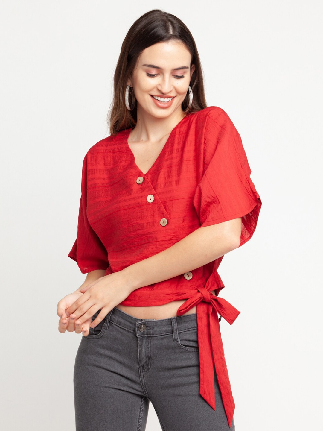 

Zink London Red Wrap Crop Top