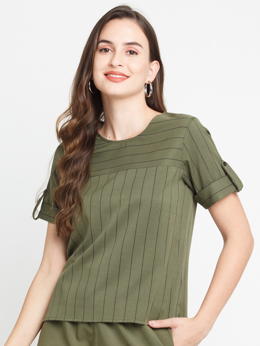 

Zink London Women Green Striped Top
