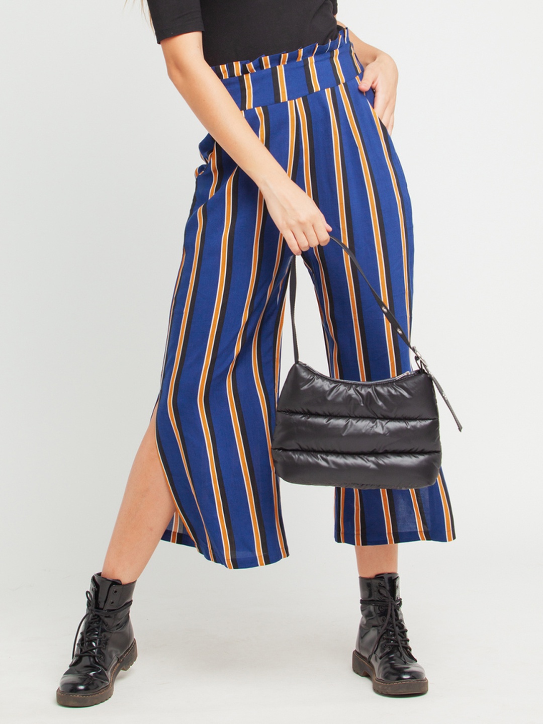 

Zink London Women Blue & Orange Striped Palazzos