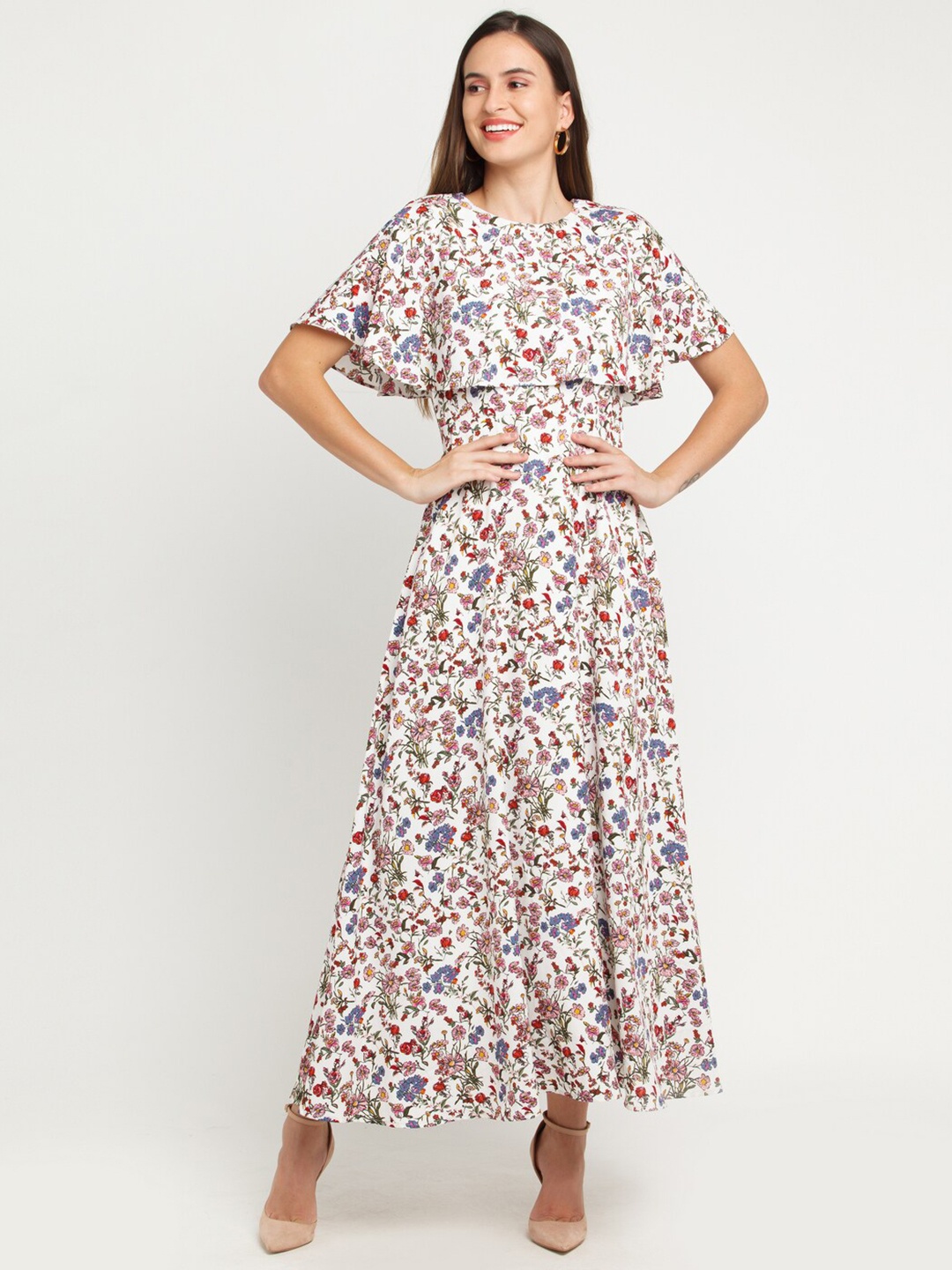 

Zink London White & Red Floral Maxi Dress