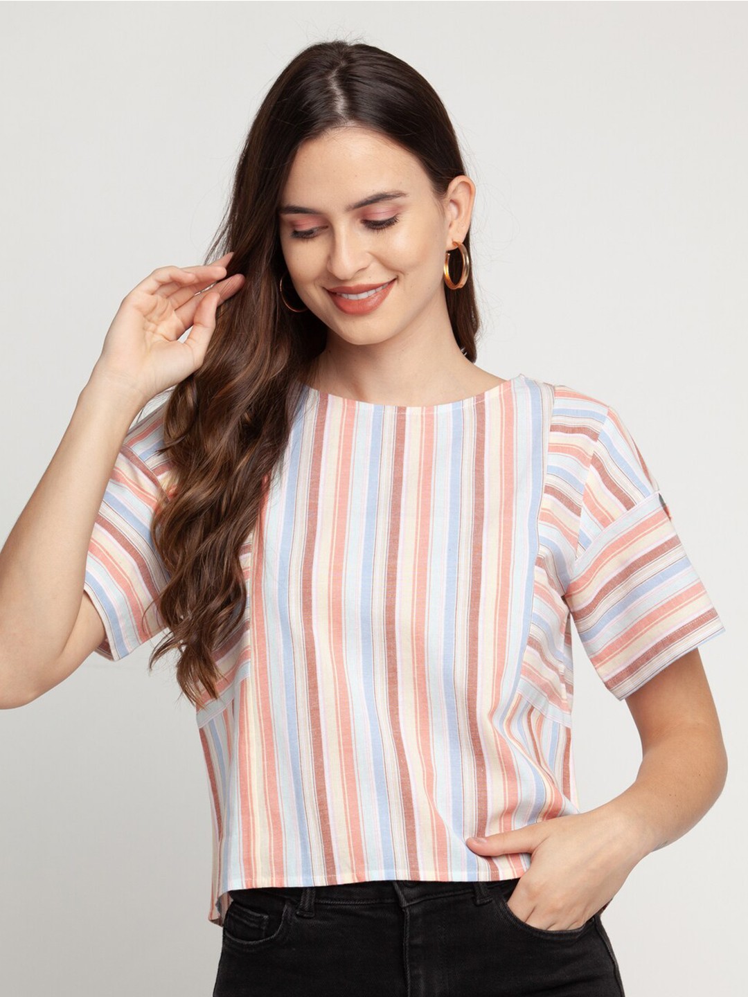 

Zink London Women Multicoloured Striped Top, Multi