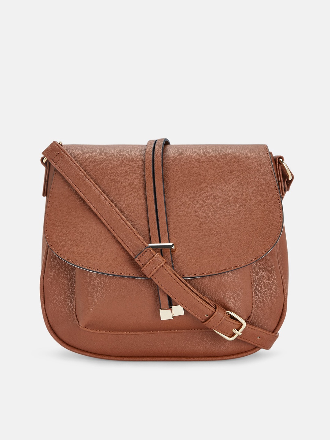 

Forever Glam by Pantaloons Tan Structured Faux Leather Sling Bag
