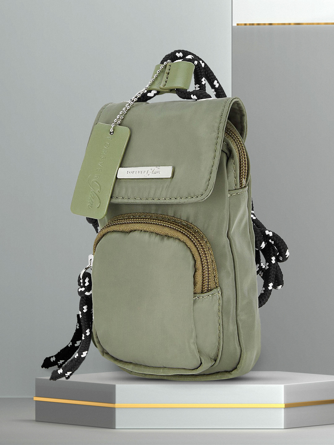 

Forever Glam by Pantaloons Women Olive Solid Sling Bag