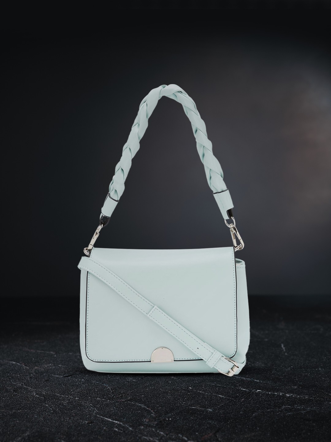 

Forever Glam by Pantaloons Blue Structured Handheld Bag